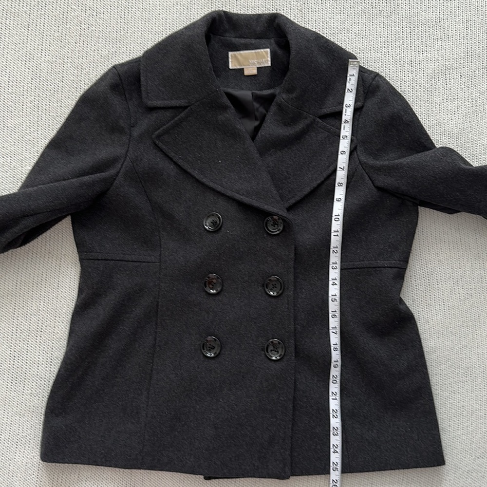 Michael Kors Double Breasted Wool Coat Gray/Black Size Large - Picture 4 of 7